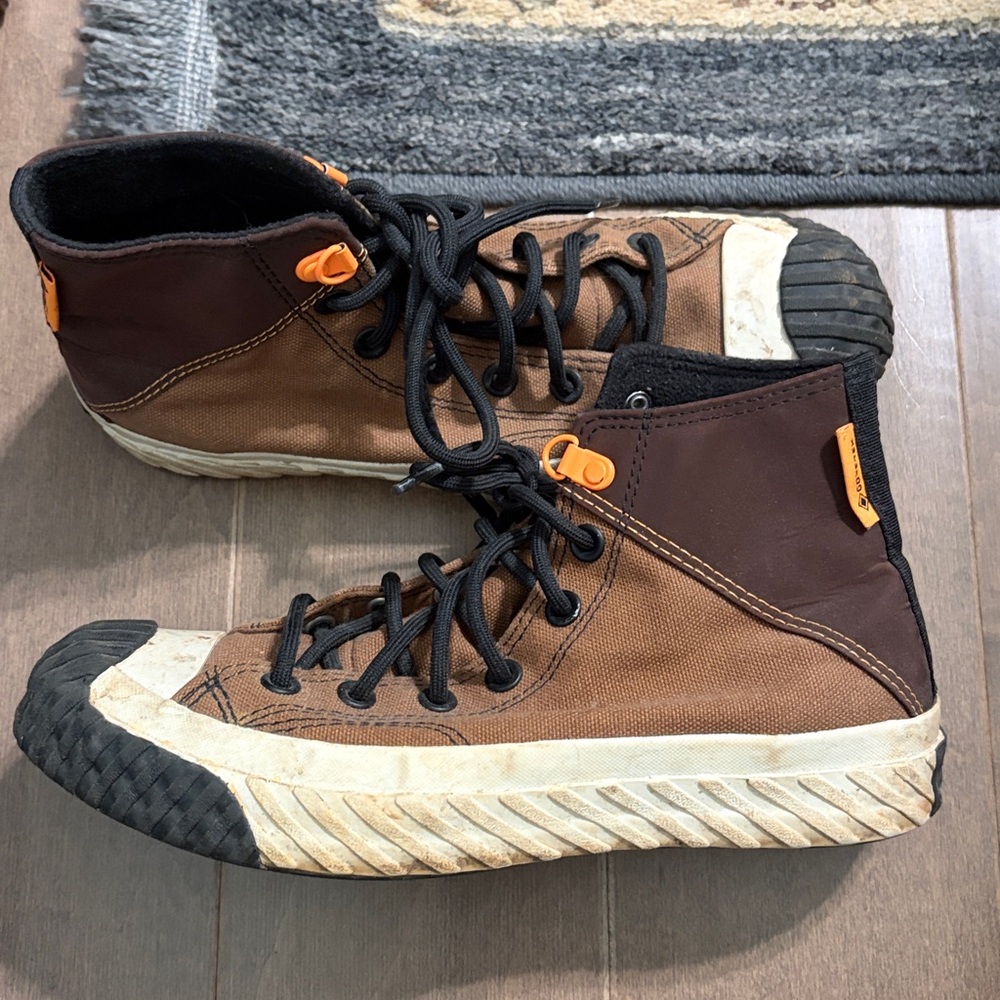 Converse Black and Brown High-Tops with Orange Details